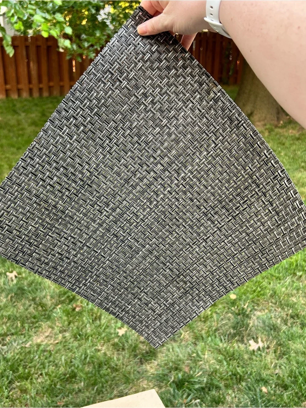 Set of 6 Gray Outdoor Woven Placemats